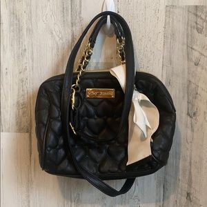 Betsey Johnson | Black Hearts Bag with Gold Accent